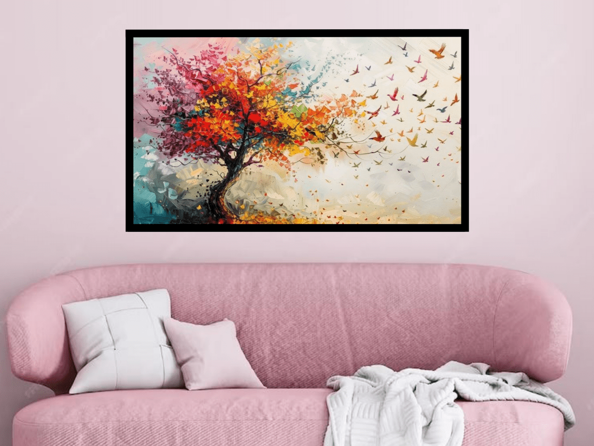 Wings of Freedom colorful tree and birds wall art canvas print